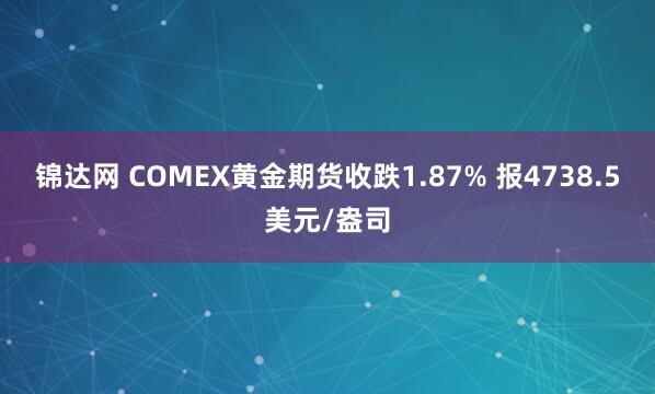 锦达网 COMEX黄金期货收跌1.87% 报4738.5美元/盎司